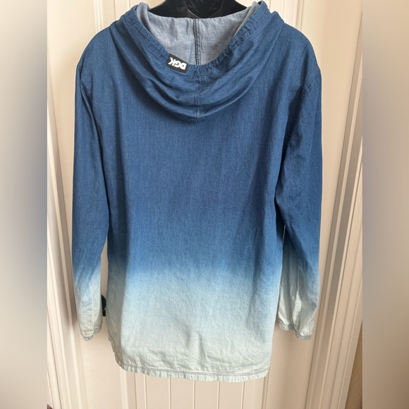 DGK 100% Cotton Denim Long Sleeve Blue Gradient Hoodie w/Embroidered Logo, Large - Picture 4 of 8